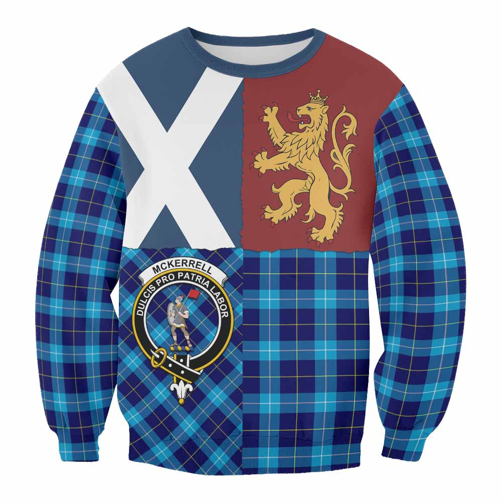 ScotsTee Shop McKerrell Crest Tartan Sweatshirt with Lion Rampant Saltire Style