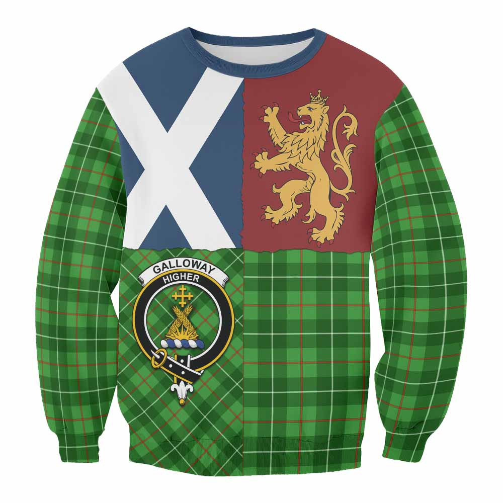ScotsTee Shop Galloway Crest Tartan Sweatshirt with Lion Rampant Saltire Style