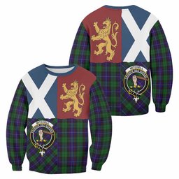 ScotsTee Shop Mitchell Crest Tartan Sweatshirt with Lion Rampant Saltire Style