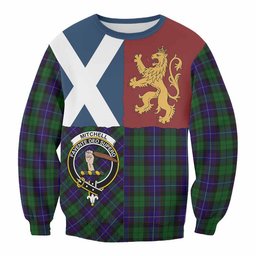 ScotsTee Shop Mitchell Crest Tartan Sweatshirt with Lion Rampant Saltire Style