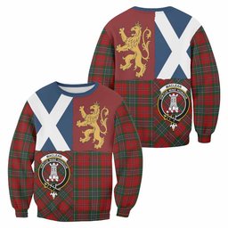 ScotsTee Shop MacLean (McLean) Crest Tartan Sweatshirt with Lion Rampant Saltire Style