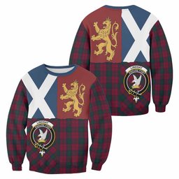 ScotsTee Shop Lindsay Crest Tartan Sweatshirt with Lion Rampant Saltire Style