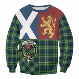 ScotsTee Shop Learmonth Crest Tartan Sweatshirt with Lion Rampant Saltire Style