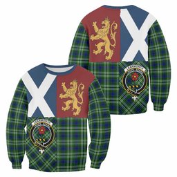 ScotsTee Shop Learmonth Crest Tartan Sweatshirt with Lion Rampant Saltire Style