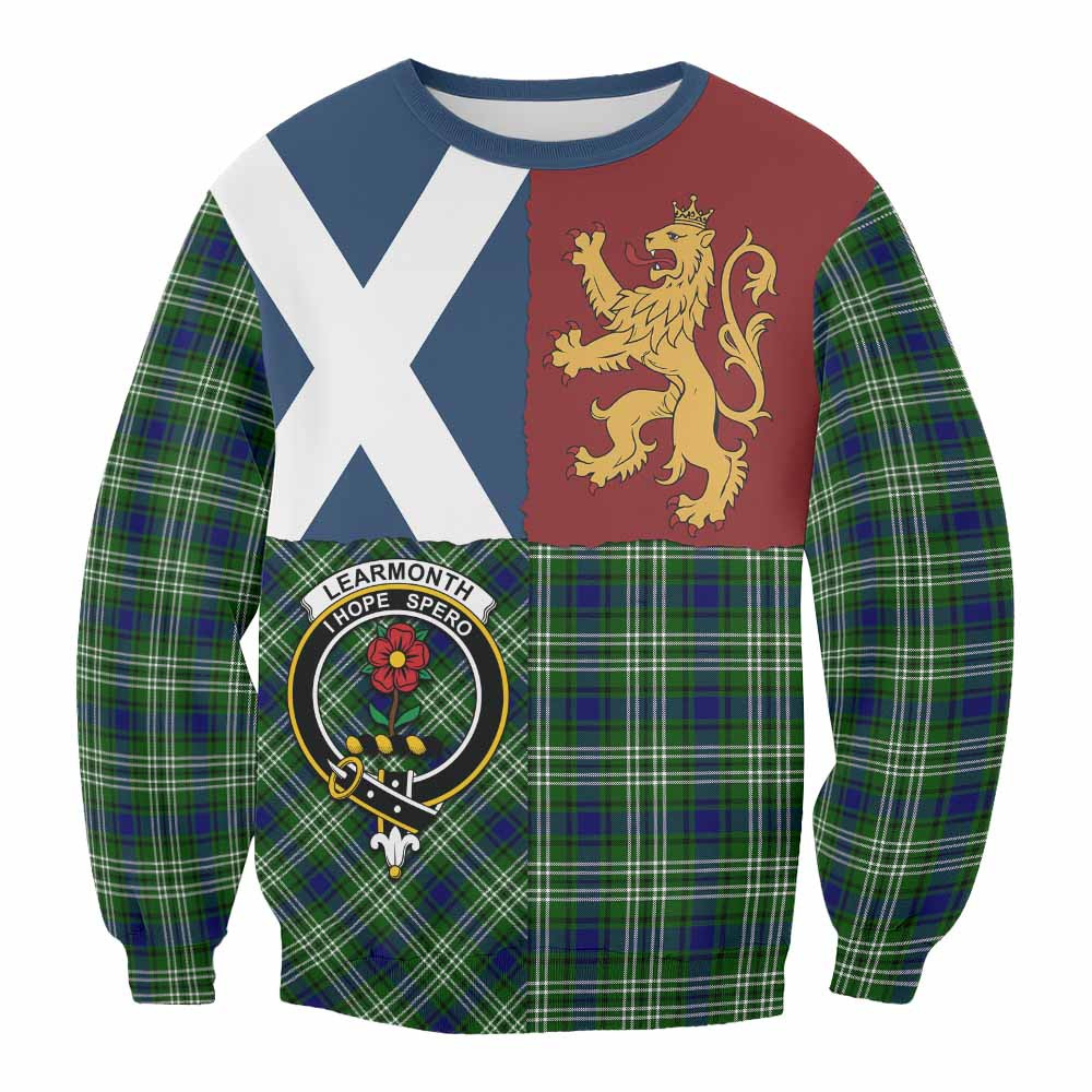 ScotsTee Shop Learmonth Crest Tartan Sweatshirt with Lion Rampant Saltire Style
