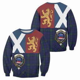 ScotsTee Shop Weir Crest Tartan Sweatshirt with Lion Rampant Saltire Style
