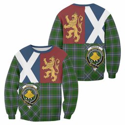 ScotsTee Shop Pringle Crest Tartan Sweatshirt with Lion Rampant Saltire Style