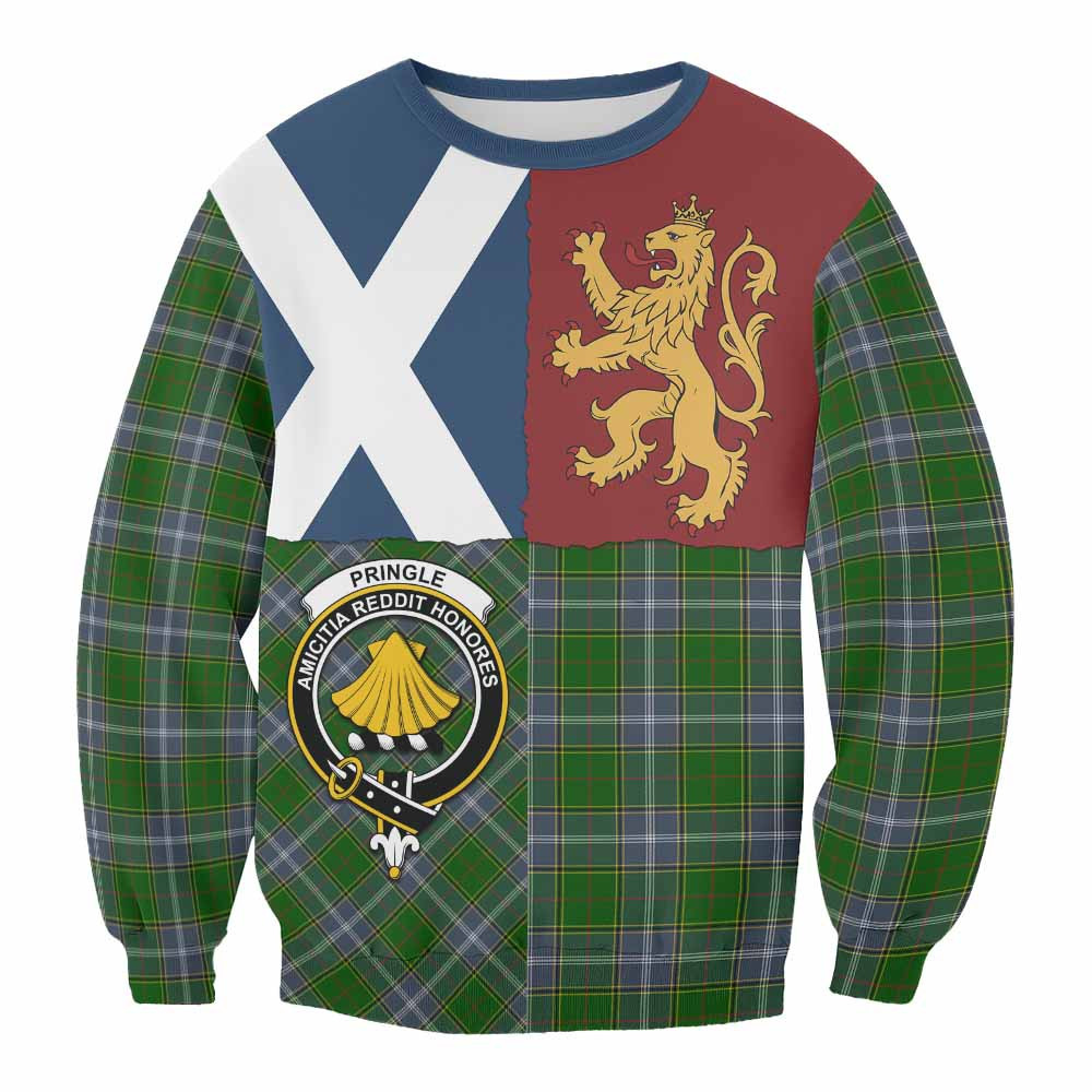 ScotsTee Shop Pringle Crest Tartan Sweatshirt with Lion Rampant Saltire Style