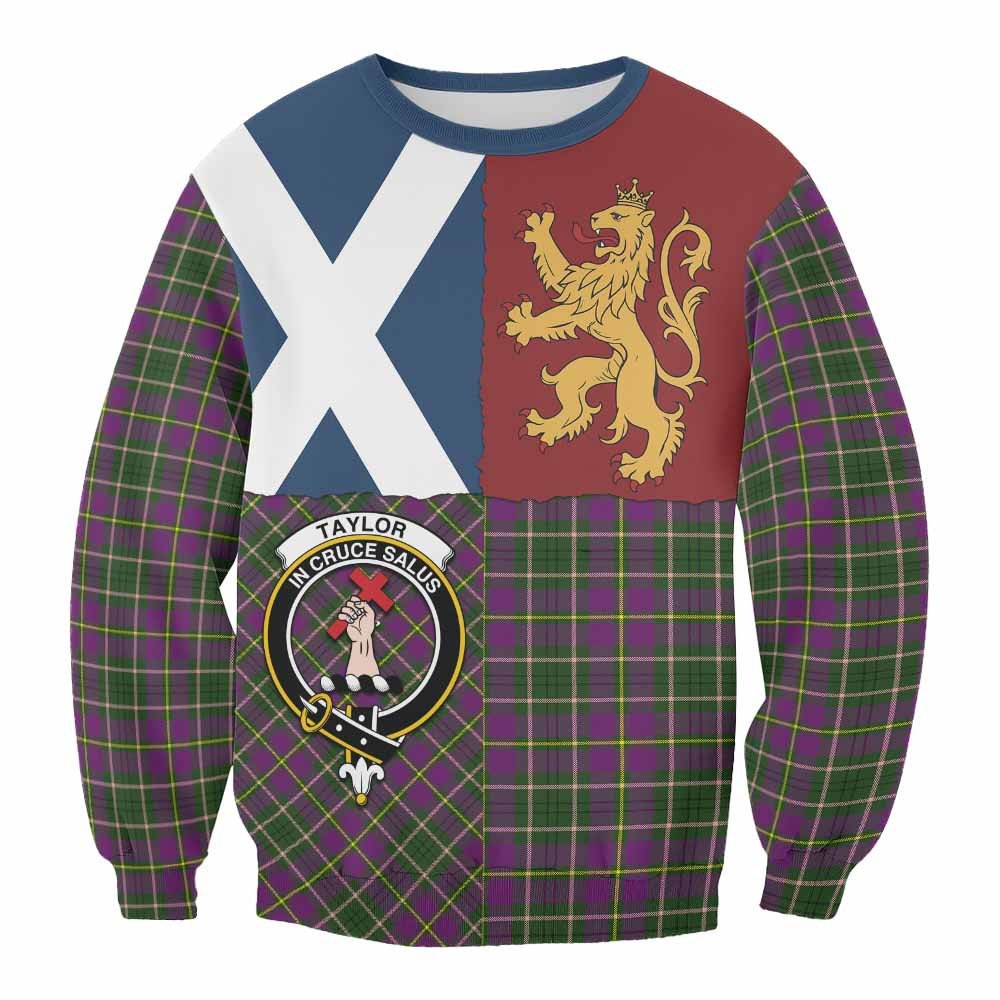 ScotsTee Shop Taylor (Tailyour) Crest Tartan Sweatshirt with Lion Rampant Saltire Style
