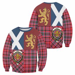 ScotsTee Shop Udny Crest Tartan Sweatshirt with Lion Rampant Saltire Style
