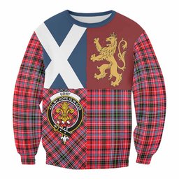 ScotsTee Shop Udny Crest Tartan Sweatshirt with Lion Rampant Saltire Style