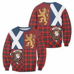 ScotsTee Shop Ruthven Crest Tartan Sweatshirt with Lion Rampant Saltire Style