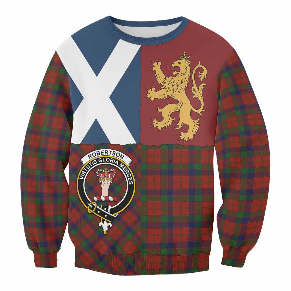 ScotsTee Shop Robertson Crest Tartan Sweatshirt with Lion Rampant Saltire Style