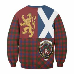 ScotsTee Shop Ross Crest Tartan Sweatshirt with Lion Rampant Saltire Style