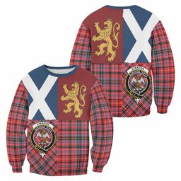ScotsTee Shop Straiton Crest Tartan Sweatshirt with Lion Rampant Saltire Style