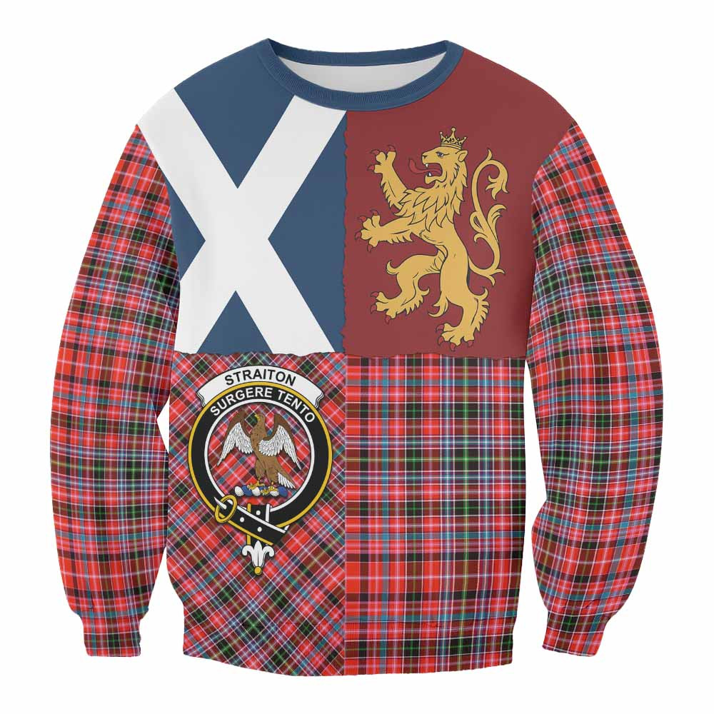 ScotsTee Shop Straiton Crest Tartan Sweatshirt with Lion Rampant Saltire Style