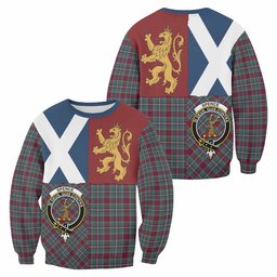 ScotsTee Shop Spence (Spens) Crest Tartan Sweatshirt with Lion Rampant Saltire Style