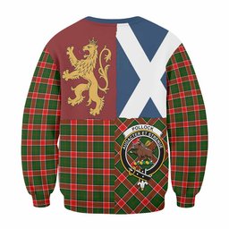 ScotsTee Shop Pollock Crest Tartan Sweatshirt with Lion Rampant Saltire Style