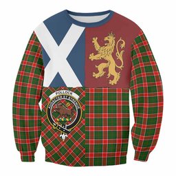 ScotsTee Shop Pollock Crest Tartan Sweatshirt with Lion Rampant Saltire Style