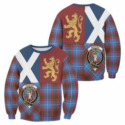 ScotsTee Shop Skirving Crest Tartan Sweatshirt with Lion Rampant Saltire Style
