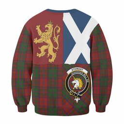 ScotsTee Shop Stewart (Stuart) of Appin Crest Tartan Sweatshirt with Lion Rampant Saltire Style