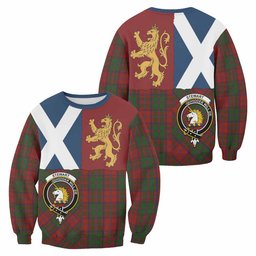 ScotsTee Shop Stewart (Stuart) of Appin Crest Tartan Sweatshirt with Lion Rampant Saltire Style