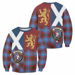 ScotsTee Shop Pennycook Crest Tartan Sweatshirt with Lion Rampant Saltire Style