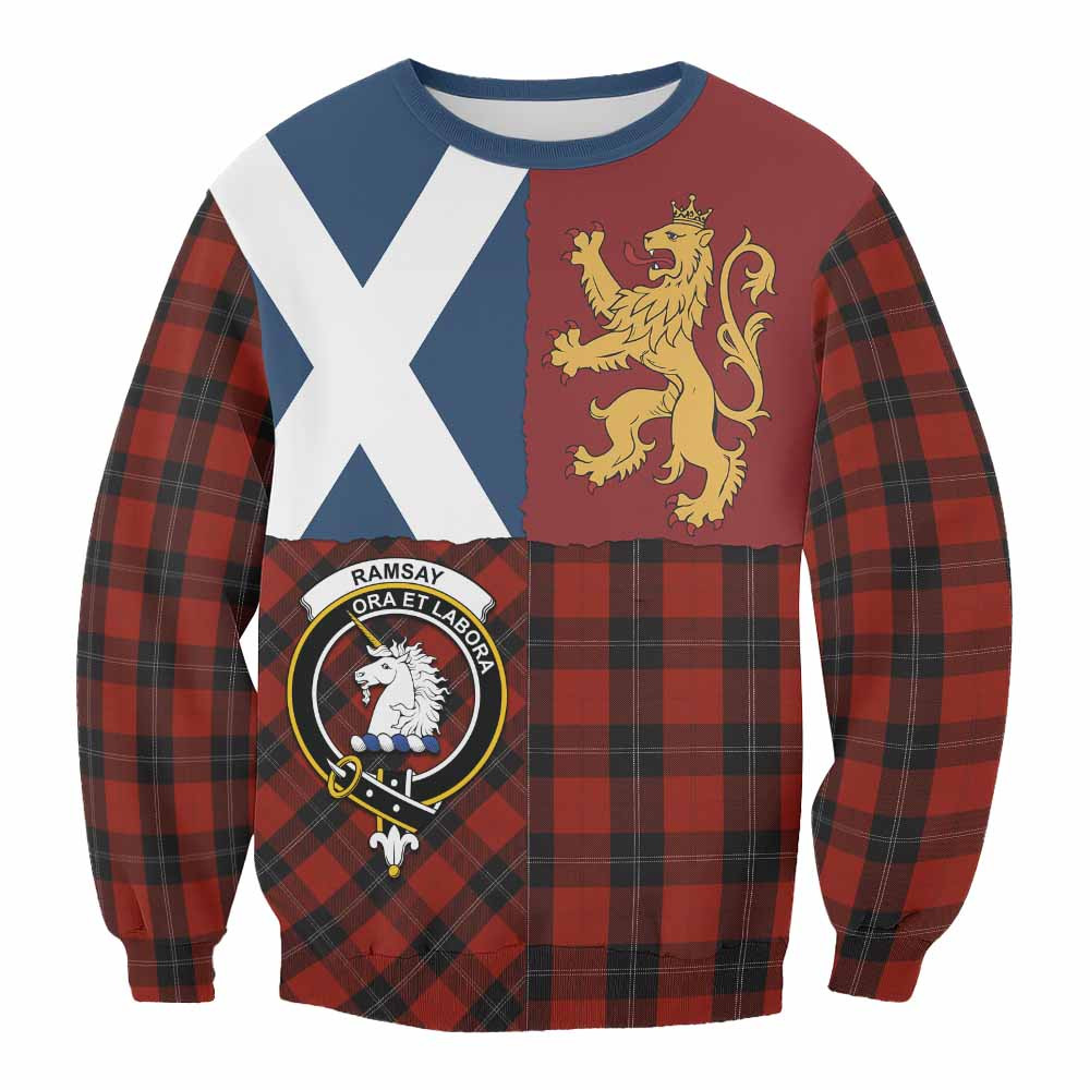 ScotsTee Shop Ramsay Crest Tartan Sweatshirt with Lion Rampant Saltire Style