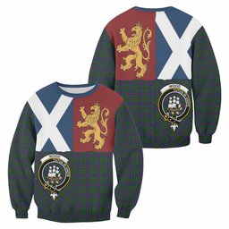 ScotsTee Shop Wood Crest Tartan Sweatshirt with Lion Rampant Saltire Style