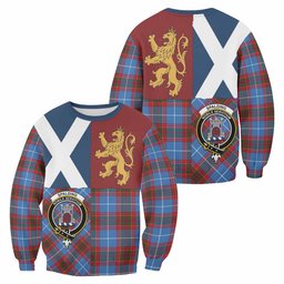 ScotsTee Shop Spalding Crest Tartan Sweatshirt with Lion Rampant Saltire Style