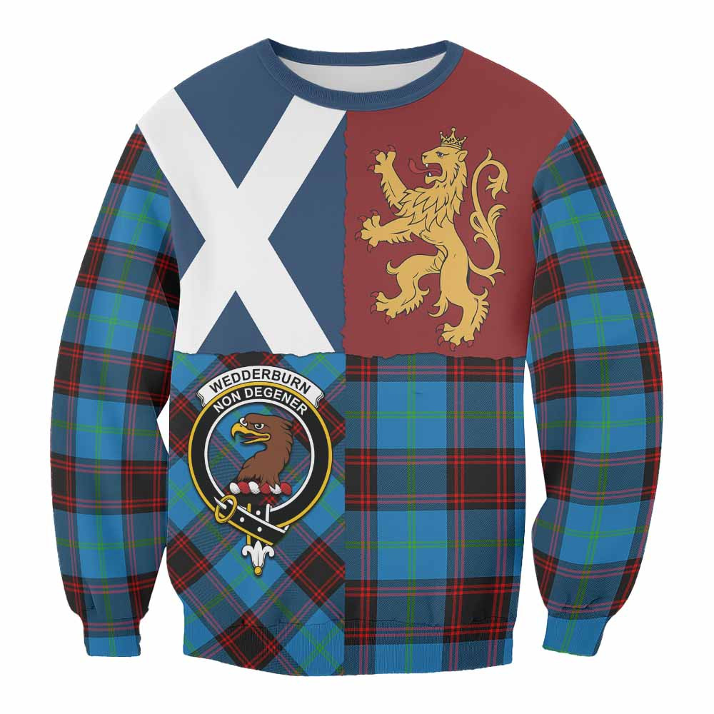 ScotsTee Shop Wedderburn Crest Tartan Sweatshirt with Lion Rampant Saltire Style