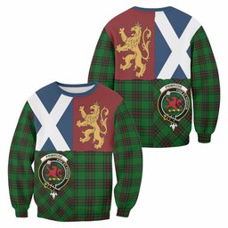 ScotsTee Shop Primrose Crest Tartan Sweatshirt with Lion Rampant Saltire Style