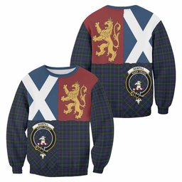 ScotsTee Shop Sempill (Semple) Crest Tartan Sweatshirt with Lion Rampant Saltire Style
