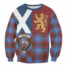 ScotsTee Shop Trotter Crest Tartan Sweatshirt with Lion Rampant Saltire Style