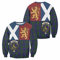 ScotsTee Shop Strachan Crest Tartan Sweatshirt with Lion Rampant Saltire Style