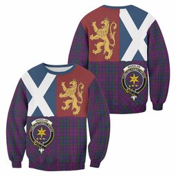 ScotsTee Shop Wardlaw Crest Tartan Sweatshirt with Lion Rampant Saltire Style