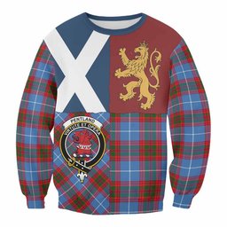 ScotsTee Shop Pentland Crest Tartan Sweatshirt with Lion Rampant Saltire Style
