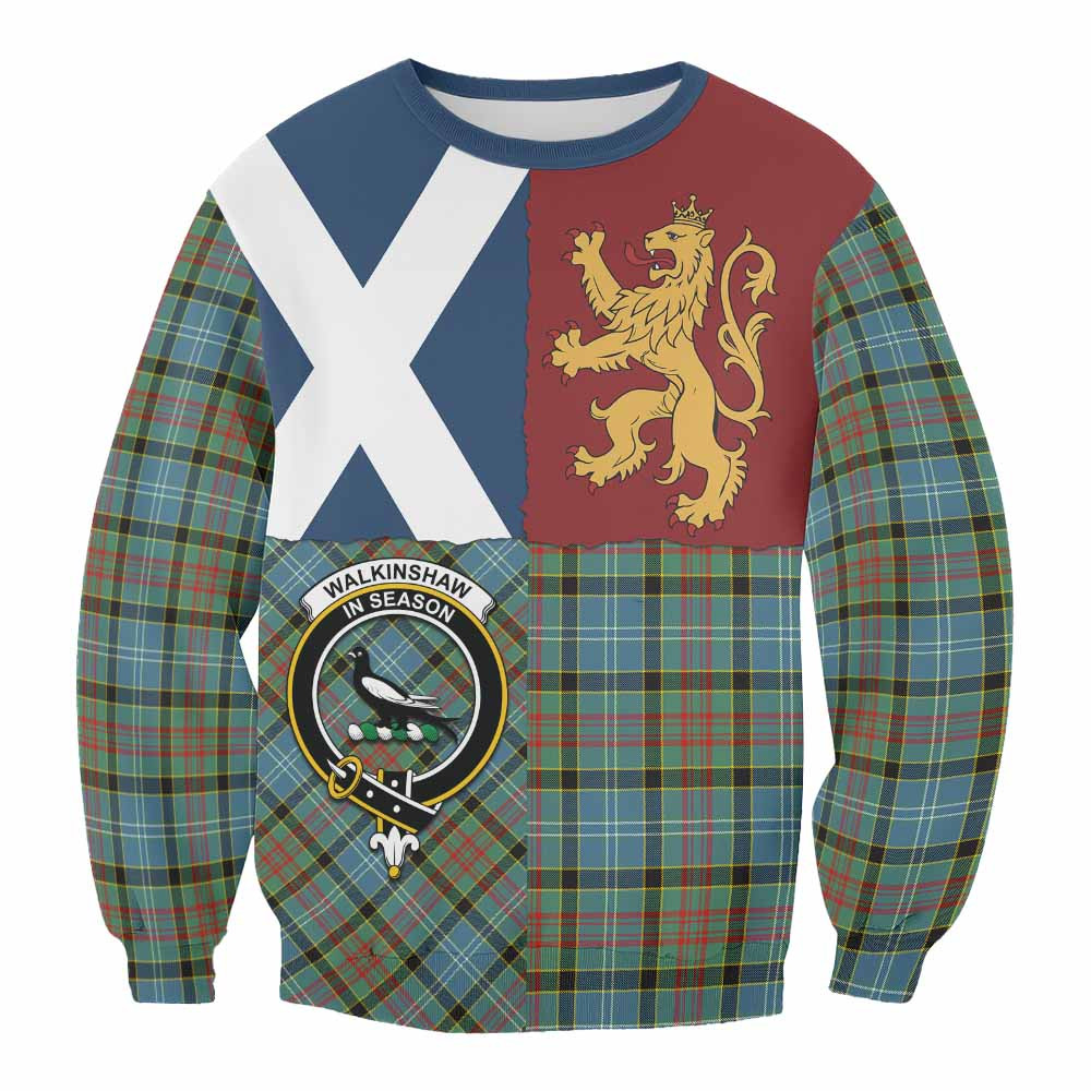 ScotsTee Shop Walkinshaw Crest Tartan Sweatshirt with Lion Rampant Saltire Style