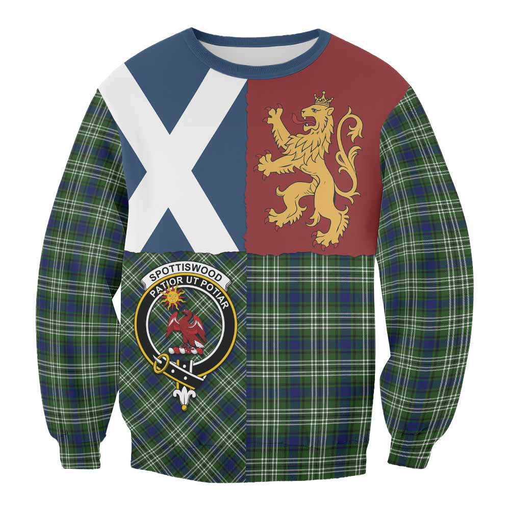 ScotsTee Shop Spottiswood Crest Tartan Sweatshirt with Lion Rampant Saltire Style