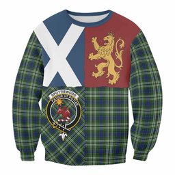 ScotsTee Shop Spottiswood Crest Tartan Sweatshirt with Lion Rampant Saltire Style