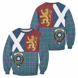 ScotsTee Shop Pitcairn Crest Tartan Sweatshirt with Lion Rampant Saltire Style