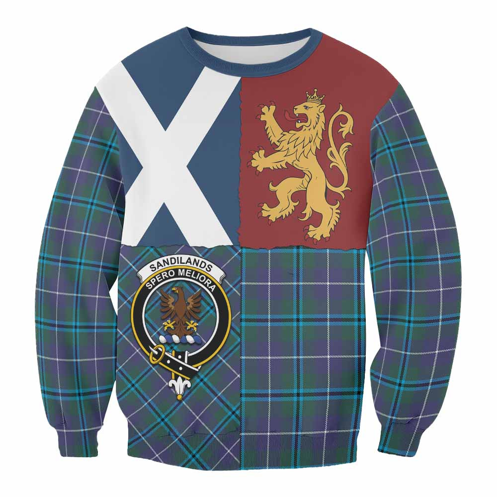 ScotsTee Shop Sandilands Crest Tartan Sweatshirt with Lion Rampant Saltire Style