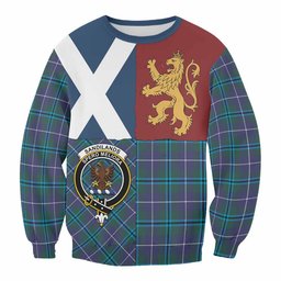 ScotsTee Shop Sandilands Crest Tartan Sweatshirt with Lion Rampant Saltire Style