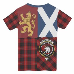 ScotsTee Shop Scottish Cunningham Crest Tartan T-shirt Lion Rampant Saltire Style