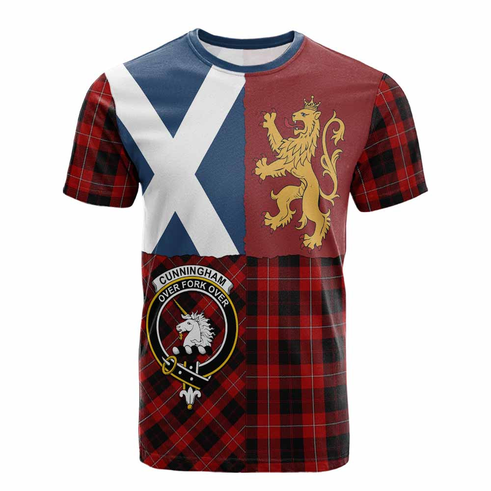 ScotsTee Shop Scottish Cunningham Crest Tartan T-shirt Lion Rampant Saltire Style