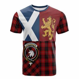 ScotsTee Shop Scottish Cunningham Crest Tartan T-shirt Lion Rampant Saltire Style