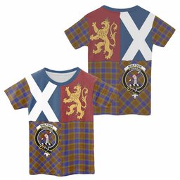 ScotsTee Shop Scottish Balfour Crest Tartan T-shirt Lion Rampant Saltire Style