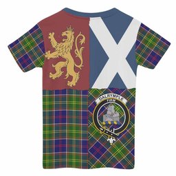 ScotsTee Shop Scottish Dalrymple Crest Tartan T-shirt Lion Rampant Saltire Style