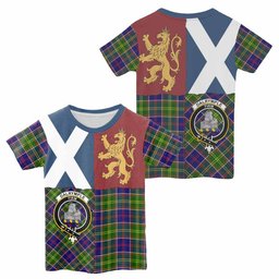 ScotsTee Shop Scottish Dalrymple Crest Tartan T-shirt Lion Rampant Saltire Style