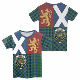 ScotsTee Shop Scottish Douglas Crest Tartan T-shirt Lion Rampant Saltire Style